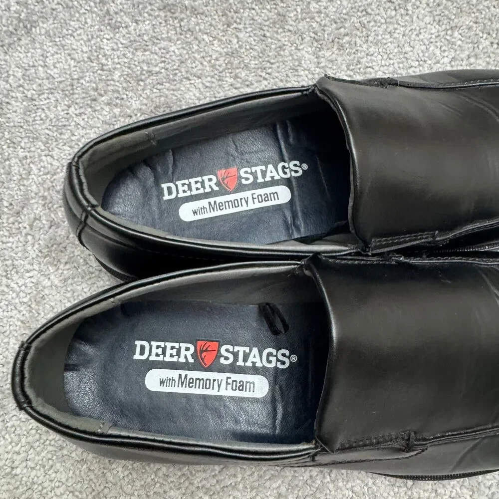 Deer Stags Refine Moc Toe Loafer Slip On Comfort Dress Shoes 10.5 Black Leather